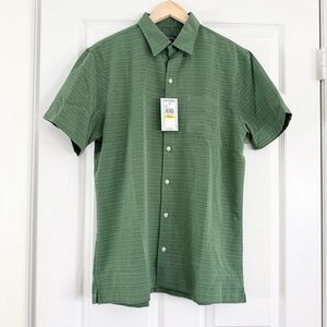 Men's Green Short Sleeve Button Down Camp Shirt Medium 15-15 1/2 NEW